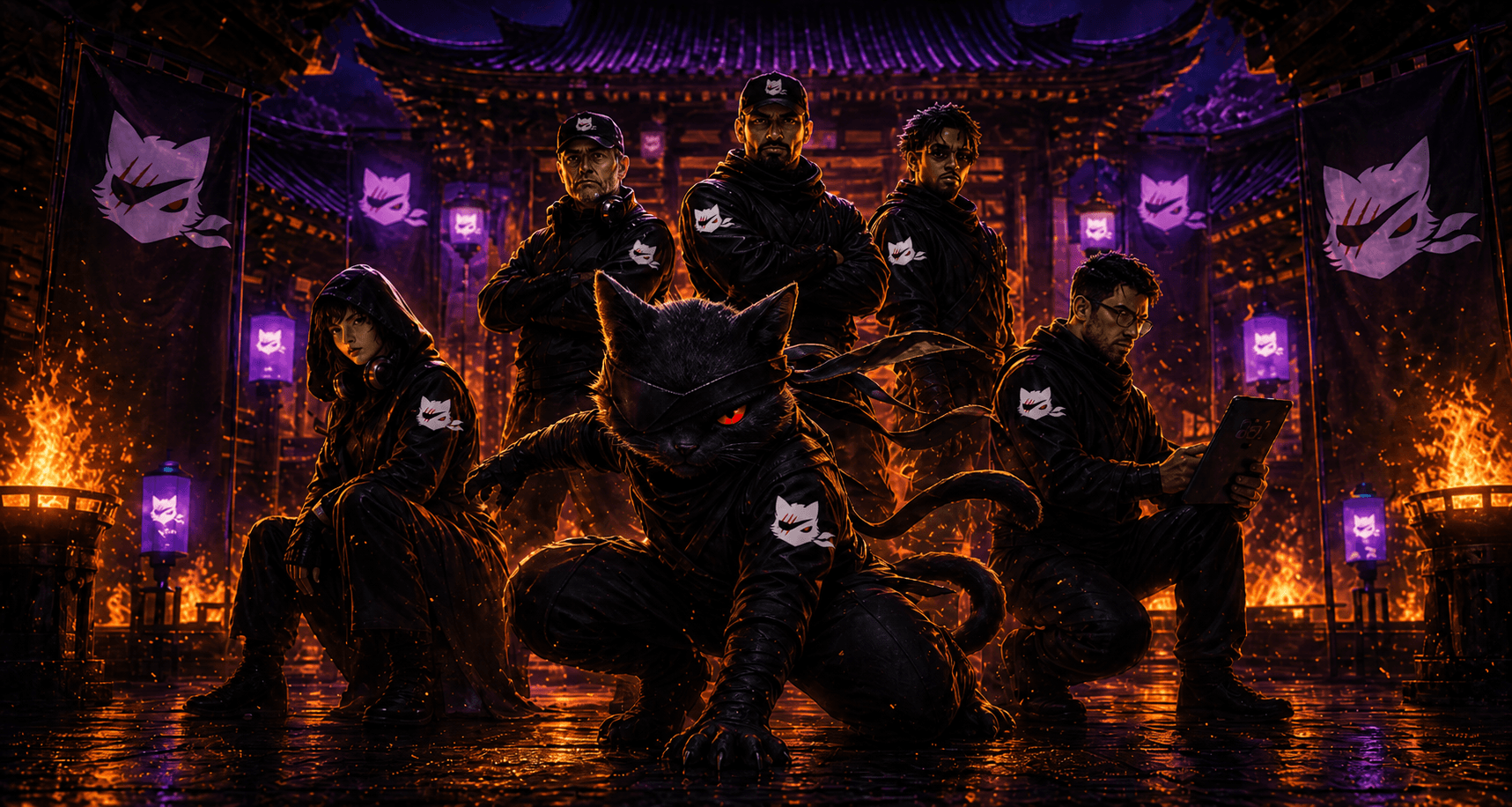 Ninja Cat team action artwork