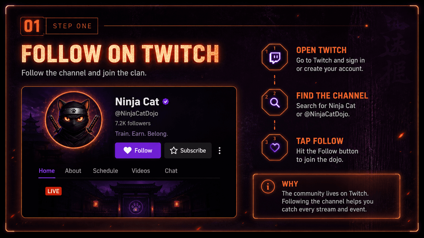 Ninja Cat Twitch follow walkthrough graphic